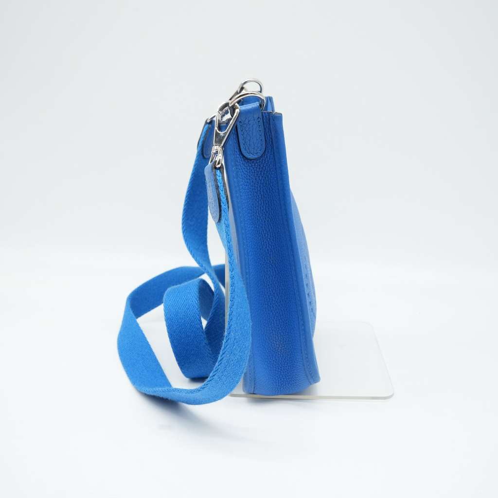 Hermès Mini Evelyne TPM Amazone Blue Hydra Taurillon Clemence Leather - Back view