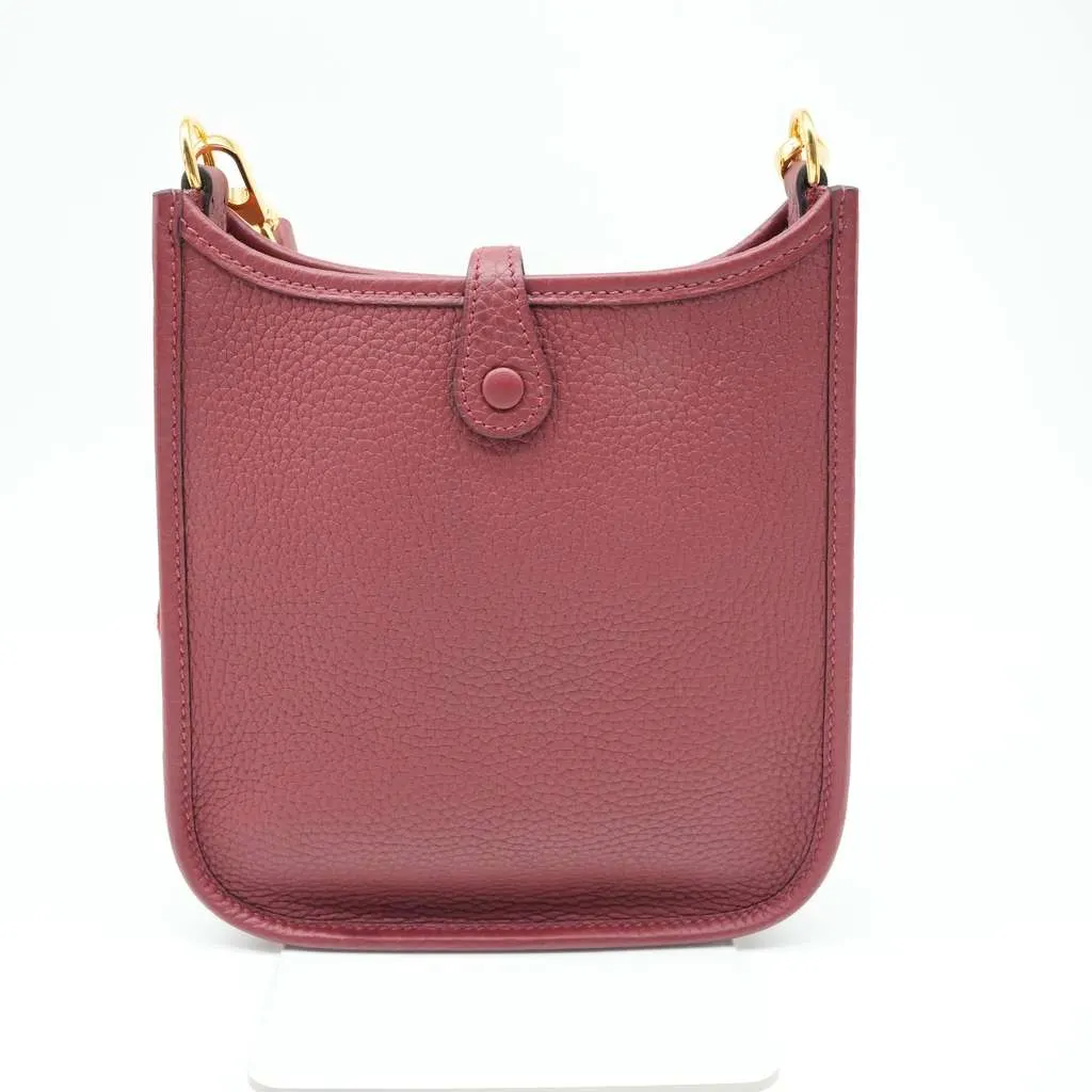 Hermès Mini Evelyne TPM Amazone Rose Taurillon Clemence Leather Red Good - Inside View