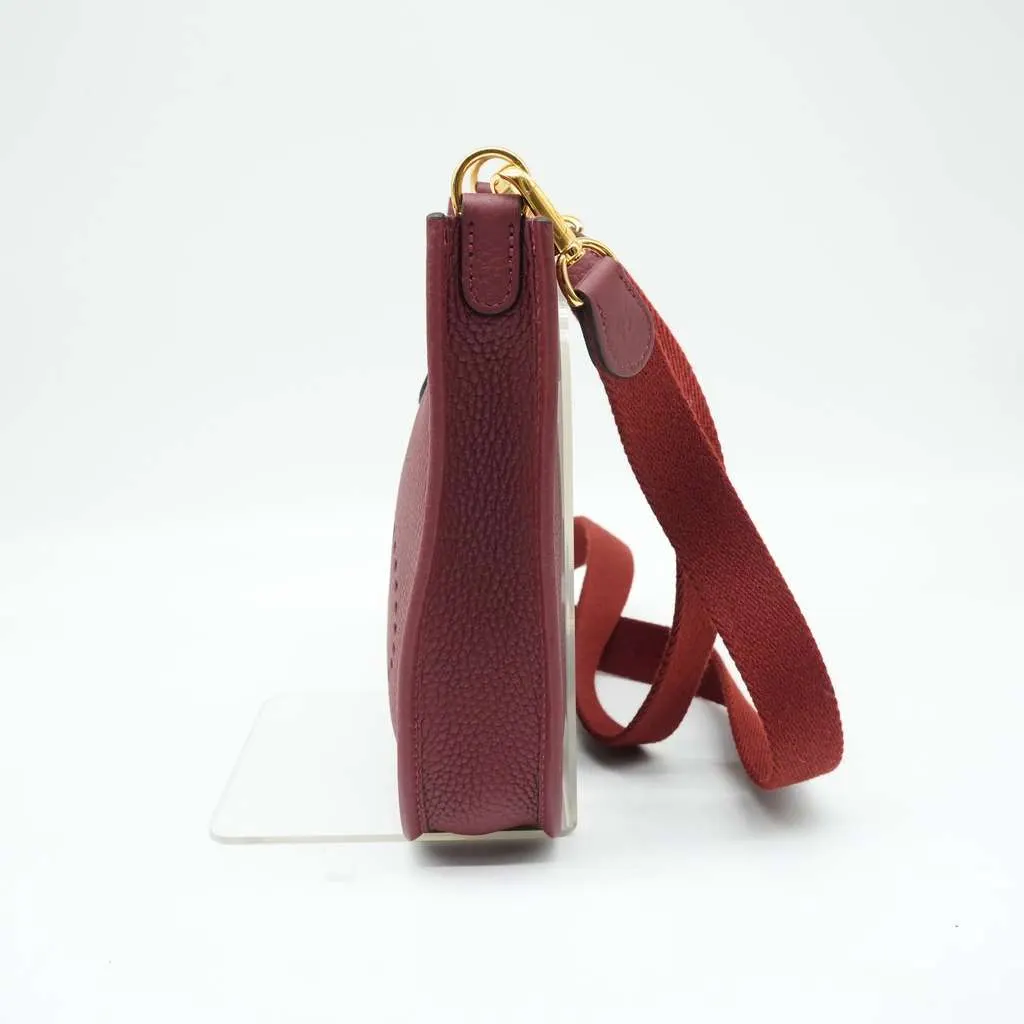Hermès Mini Evelyne TPM Amazone Rose Taurillon Clemence Leather Red Good - Model View