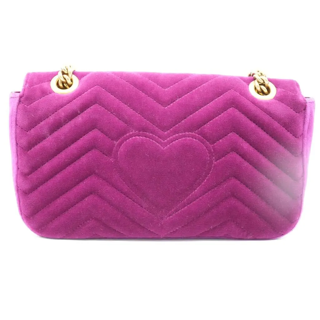Gucci GG Marmont Shoulder Bag Matelasse Velvet Purple Velvet Fair - Box View