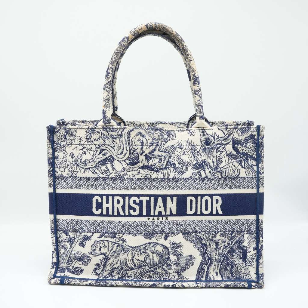 Dior Medium Dior Book Tote Blue and Ecru Toile de Jouy Reverse Embroidery