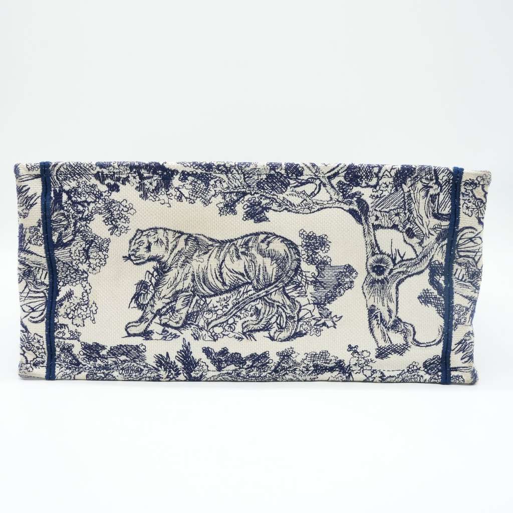 Dior Medium Dior Book Tote Blue and Ecru Toile de Jouy Reverse Embroidery - Side view