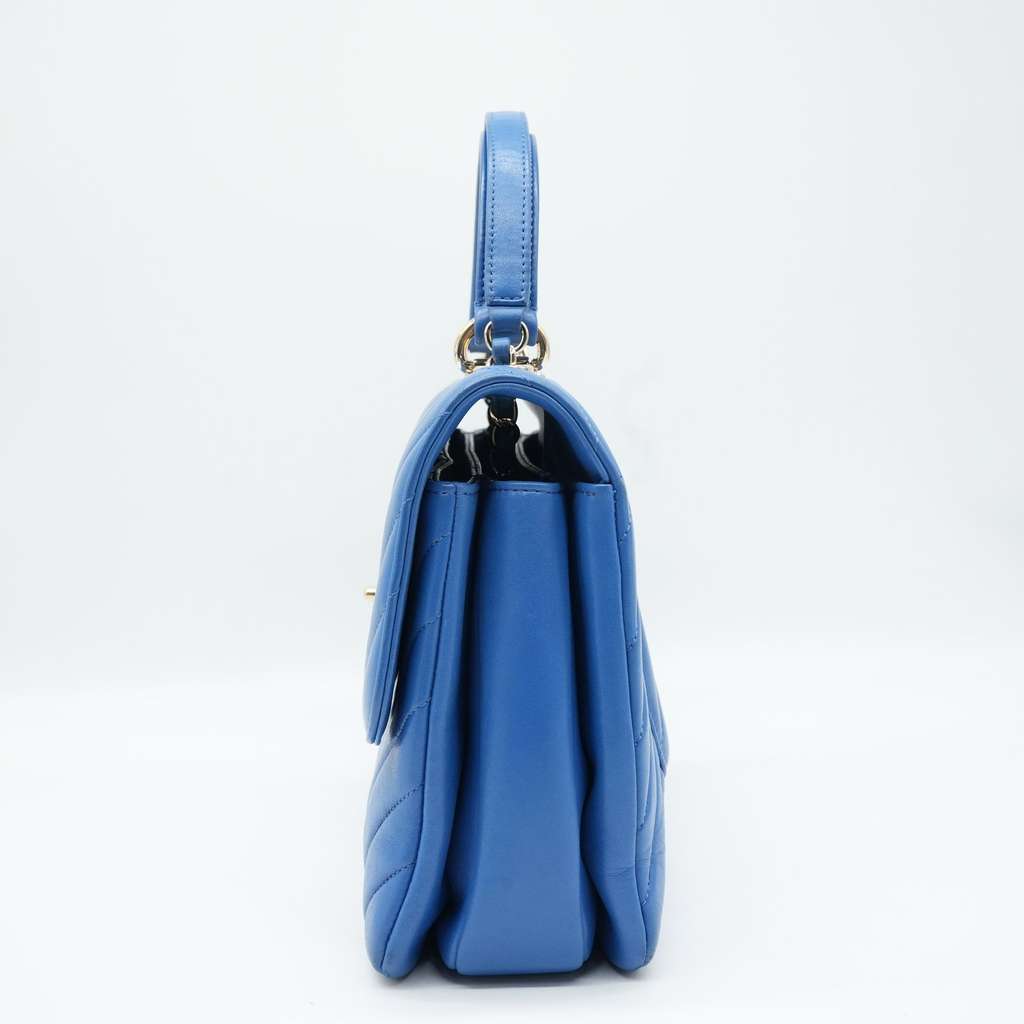 Chanel Trendy CC Top Handle Blue Chevron Quilted Leather 27043274 - Image 6