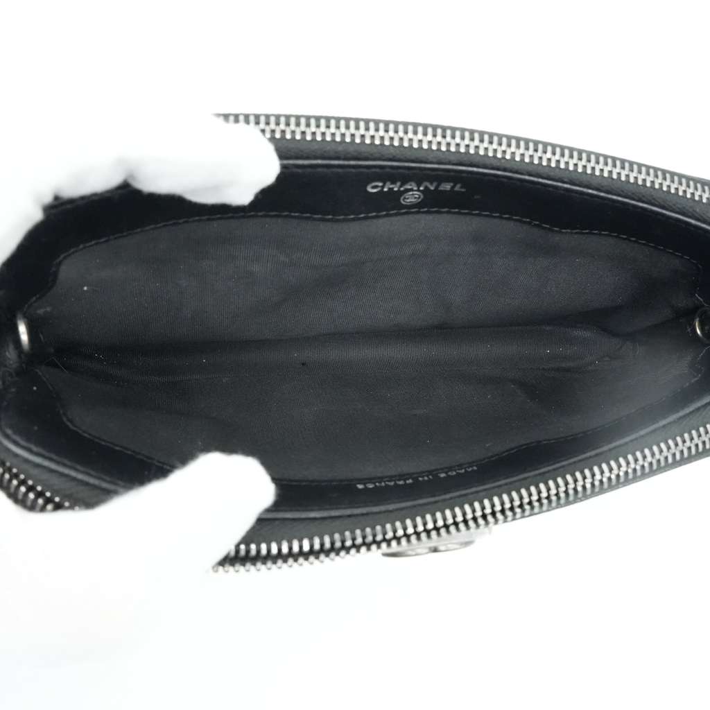 Chanel Boy Double Zip Chain Wallet Black Quilted Caviar Leather - Image 13