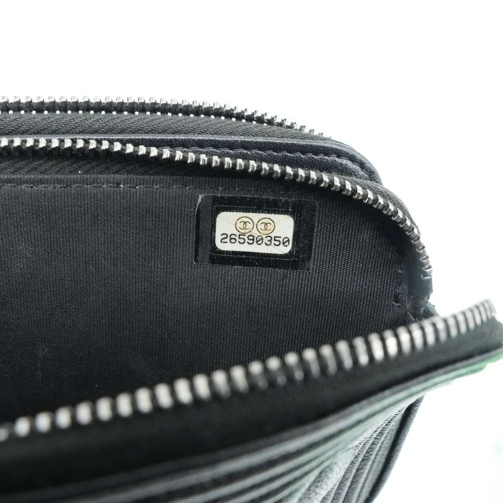 Chanel Boy Double Zip Chain Wallet Black Quilted Caviar Leather - Image 16