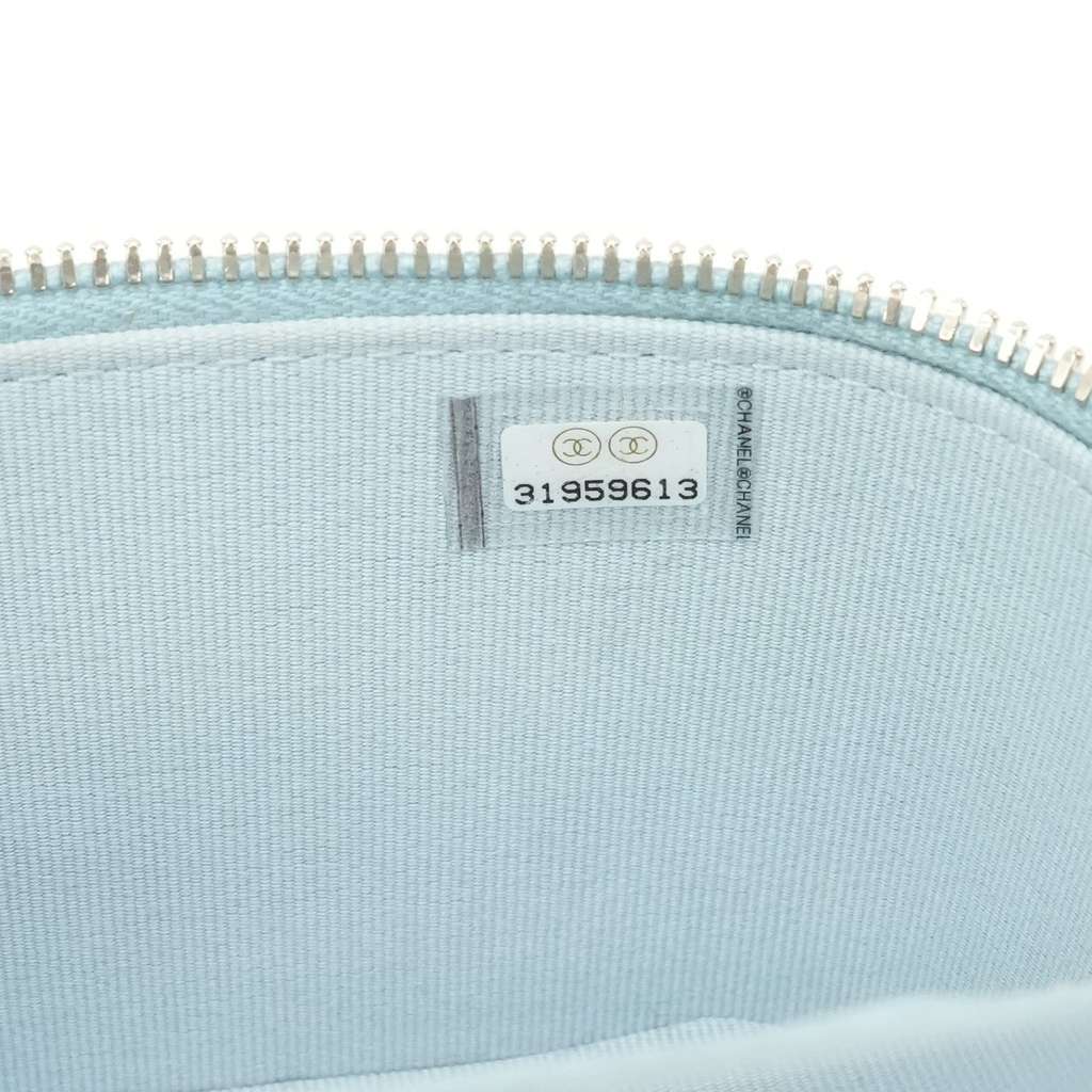 Chanel Mini Top Handle Vanity Case With Chain Light Blue Quilted Lambskin - Image 14