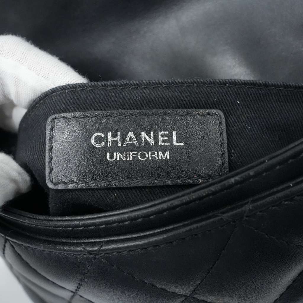 Chanel CC Uniform Flap Belt Bag Calfskin Quilted Black 31825284 - Image 14