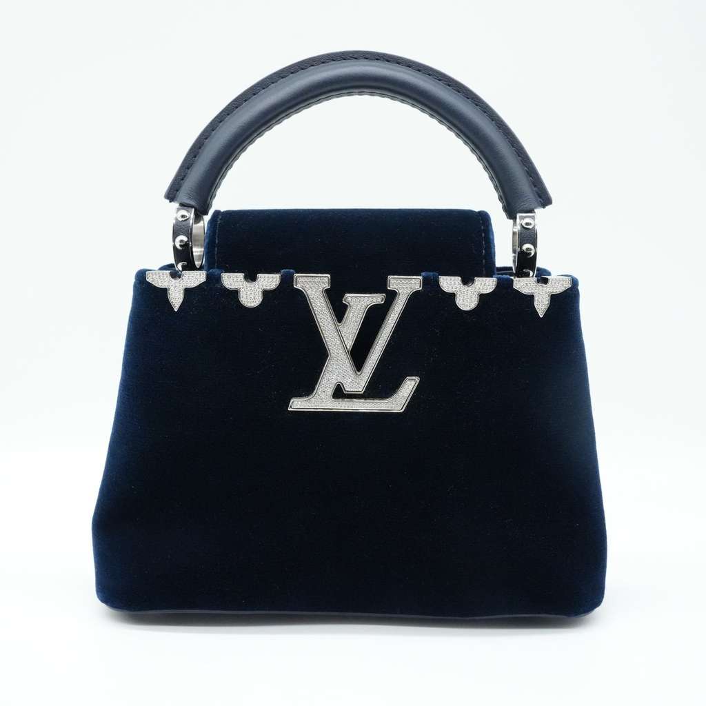 Louis Vuitton Capucines Mini Hangbag Blue In Velvet