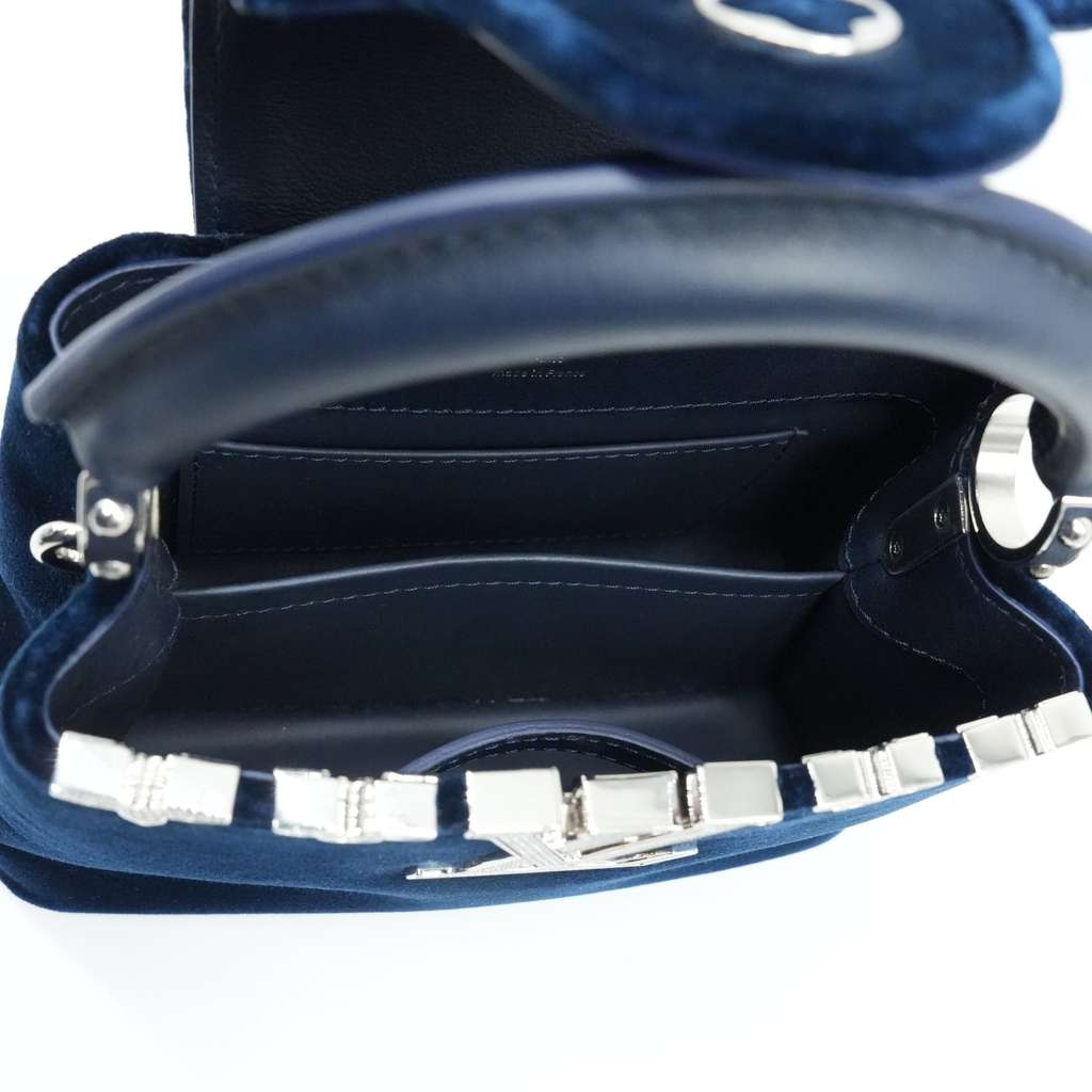 Louis Vuitton Capucines Mini Hangbag Blue In Velvet - Image 13