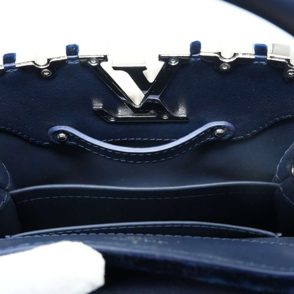Louis Vuitton Capucines Mini Hangbag Blue In Velvet - Image 18