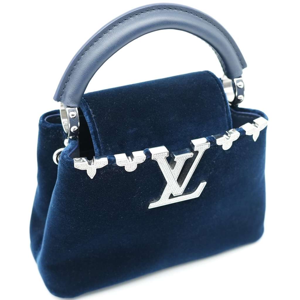 Louis Vuitton Capucines Mini Hangbag Blue In Velvet - Image 10