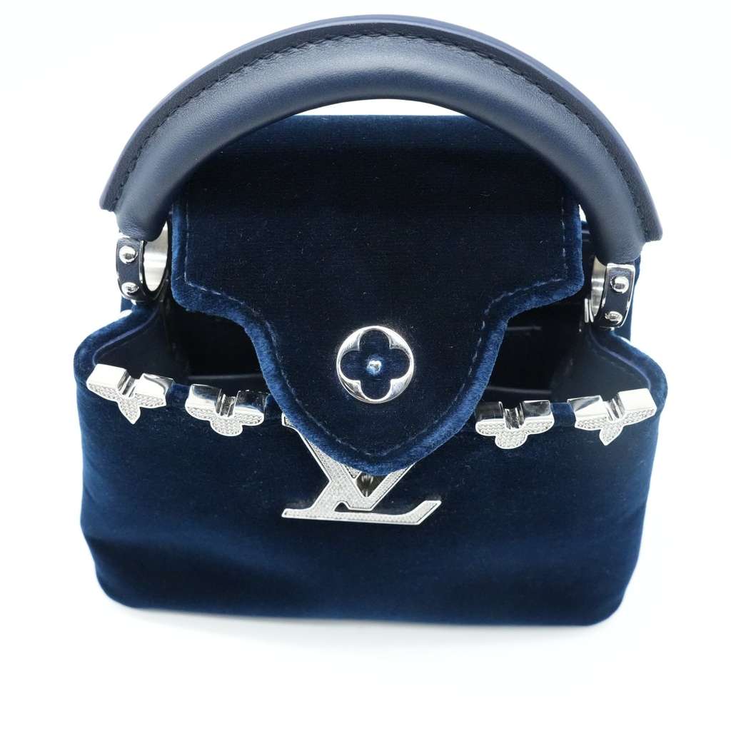 Louis Vuitton Capucines Mini Hangbag Blue In Velvet - Image 11
