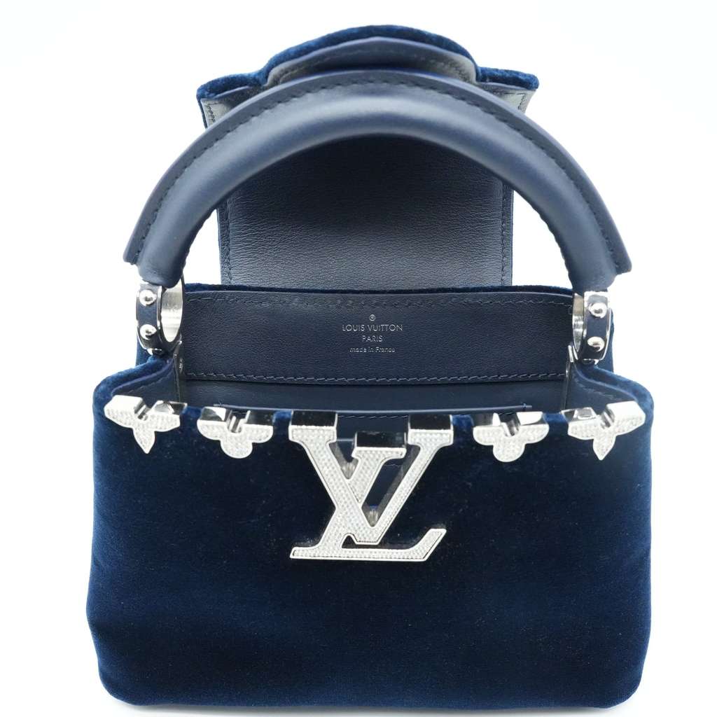 Louis Vuitton Capucines Mini Hangbag Blue In Velvet - Image 12