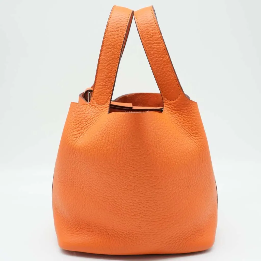Hermès Clemence Leather Orange Poppy Picotin Lock PM tote bag Orange Good - Inside View