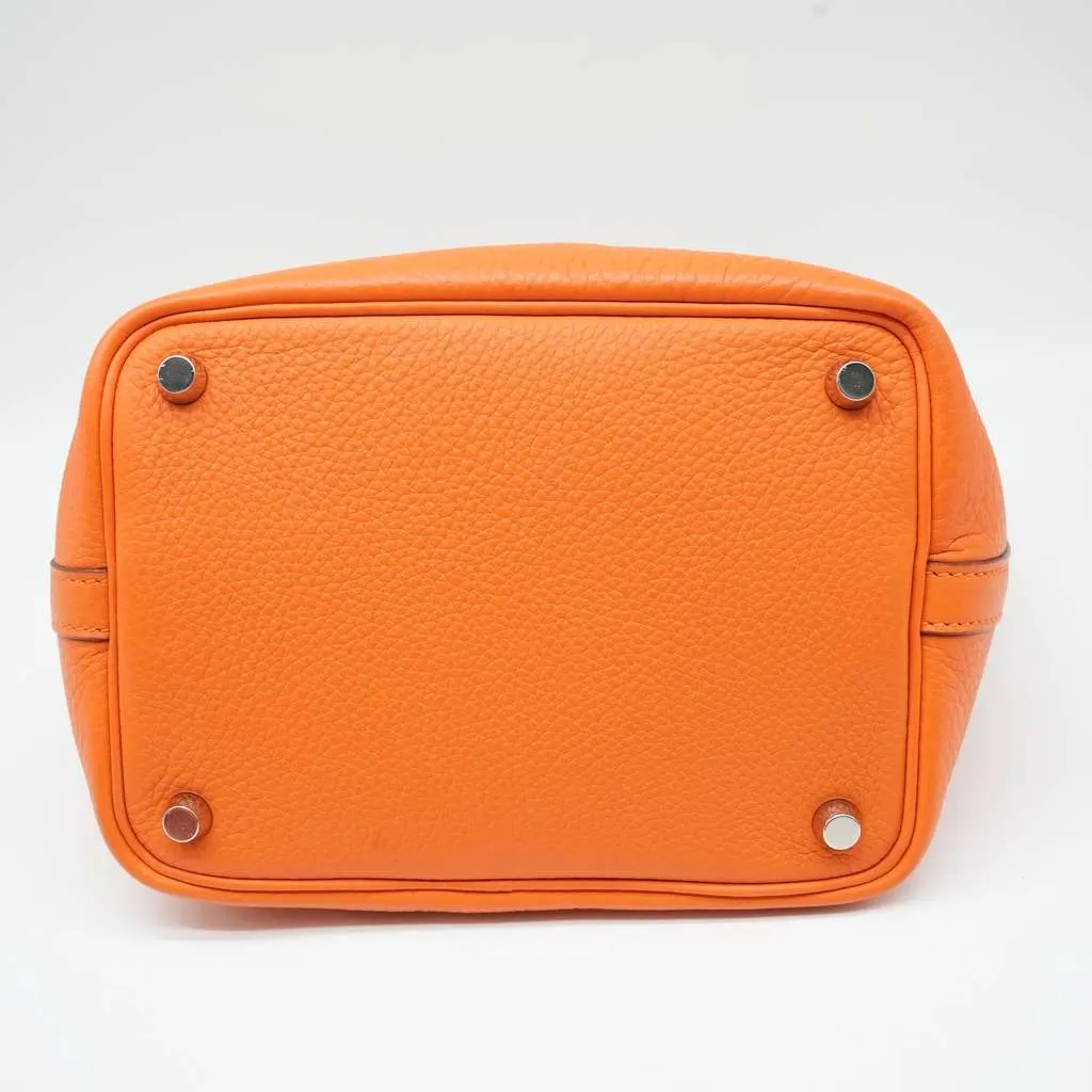 Hermès Clemence Leather Orange Poppy Picotin Lock PM tote bag Orange Good - Box View
