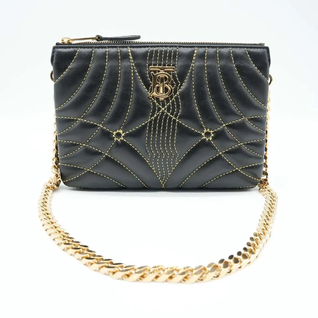 Burberry Leather Clutch Bag Black Black Leather Good - Back View