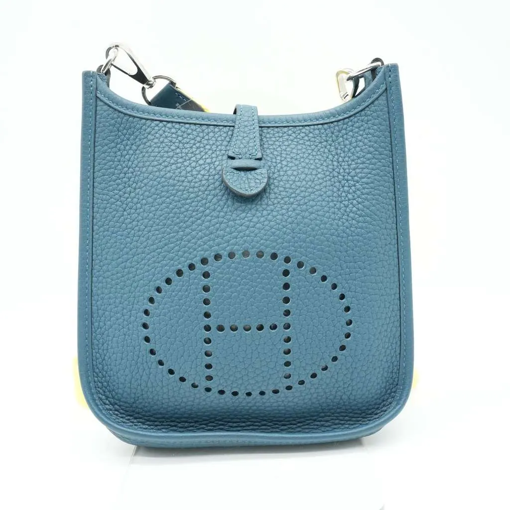Hermès Evelyne III TPM Clemence Corvert Silver HW Yellow shoulder Green Leather Good - Back View