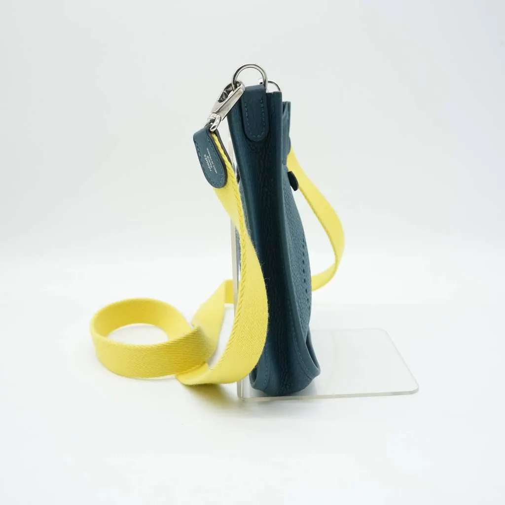 Hermès Evelyne III TPM Clemence Corvert Silver HW Yellow shoulder Green Leather Good - Inside View