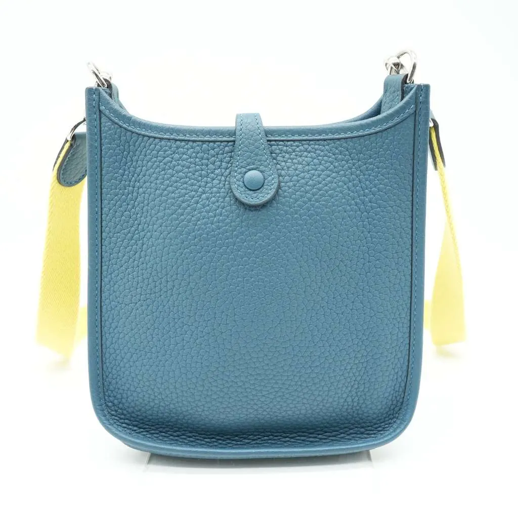 Hermès Evelyne III TPM Clemence Corvert Silver HW Yellow shoulder Green Leather Good - Model View