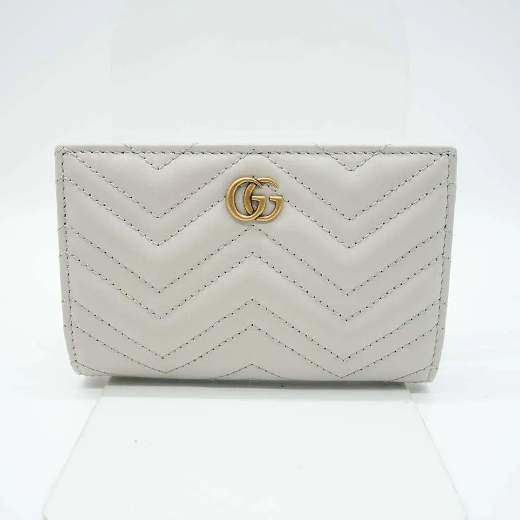 Gucci GG Marmont Matelassé Wallet Grey Grey Leather Good - Back View