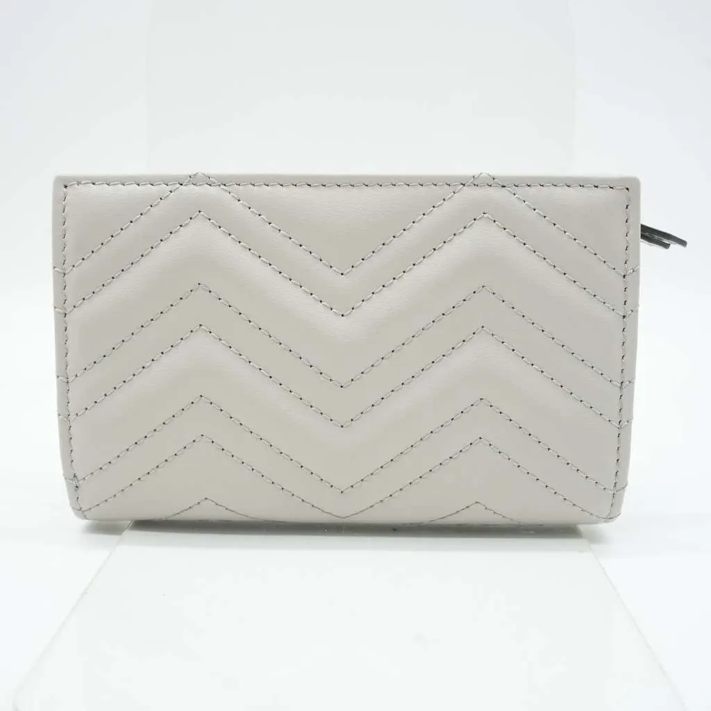Gucci GG Marmont Matelassé Wallet Grey Grey Leather Good - Model View