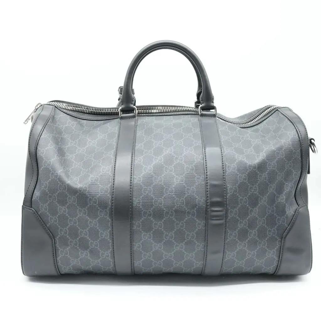 Gucci Black GG Supreme Canvas and Leather Large Carry On Duffel Bag Black Canvas Good - Inside View