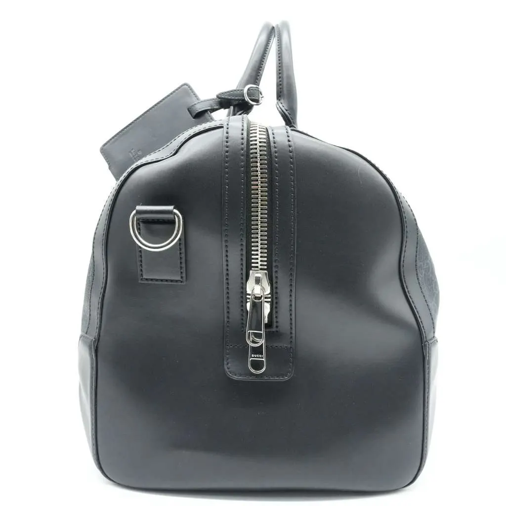 Gucci Black GG Supreme Canvas and Leather Large Carry On Duffel Bag Black Canvas Good - Model View