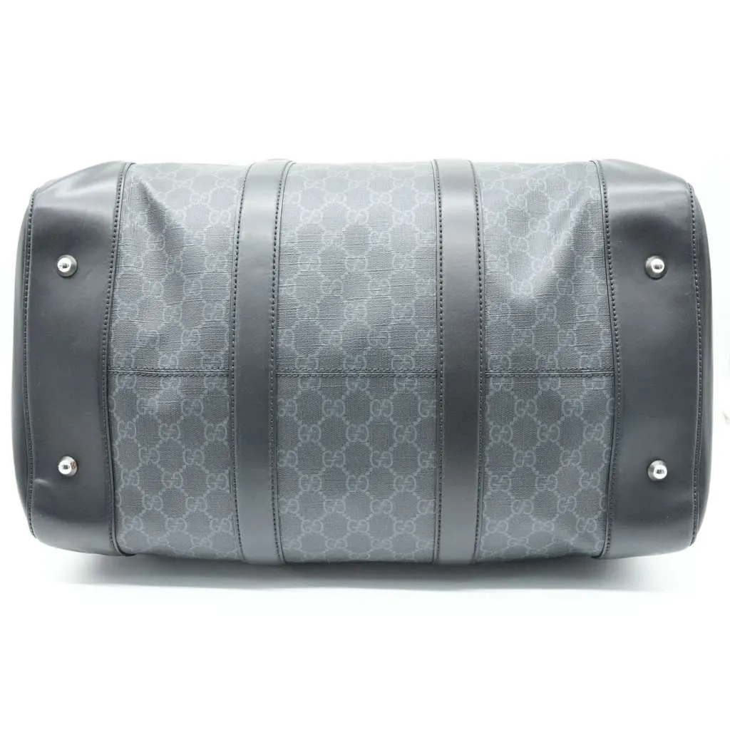 Gucci Black GG Supreme Canvas and Leather Large Carry On Duffel Bag Black Canvas Good - Box View