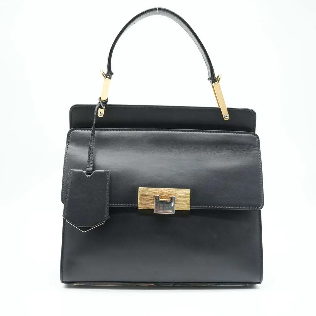 Balenciaga Le Dix Cartable Black Leather Top Handle Bag Black Leather Good - Front View