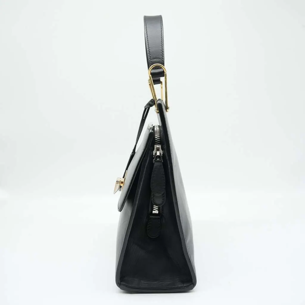 Balenciaga Le Dix Cartable Black Leather Top Handle Bag Black Leather Good - Back View