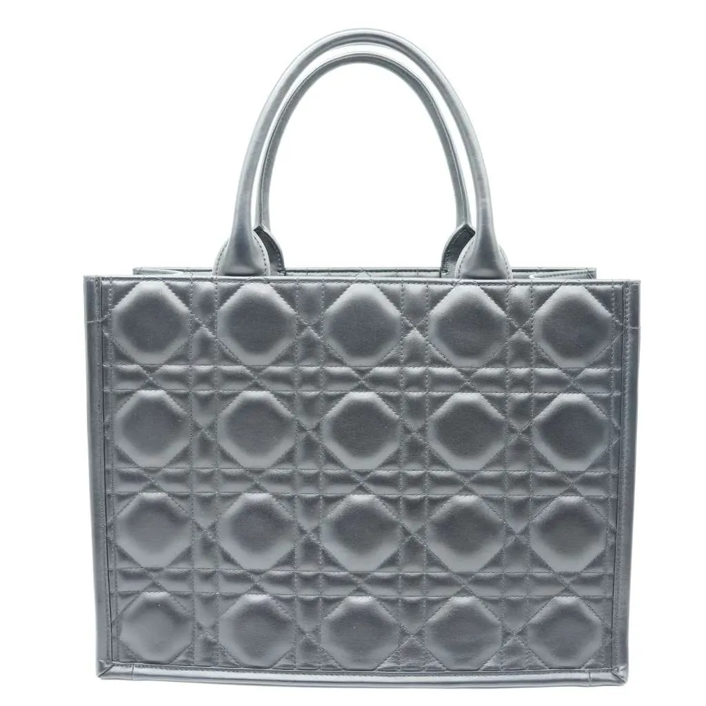 Dior Medium Book Tote Bag Black Macrocannage Calfskin Black Good - Inside View