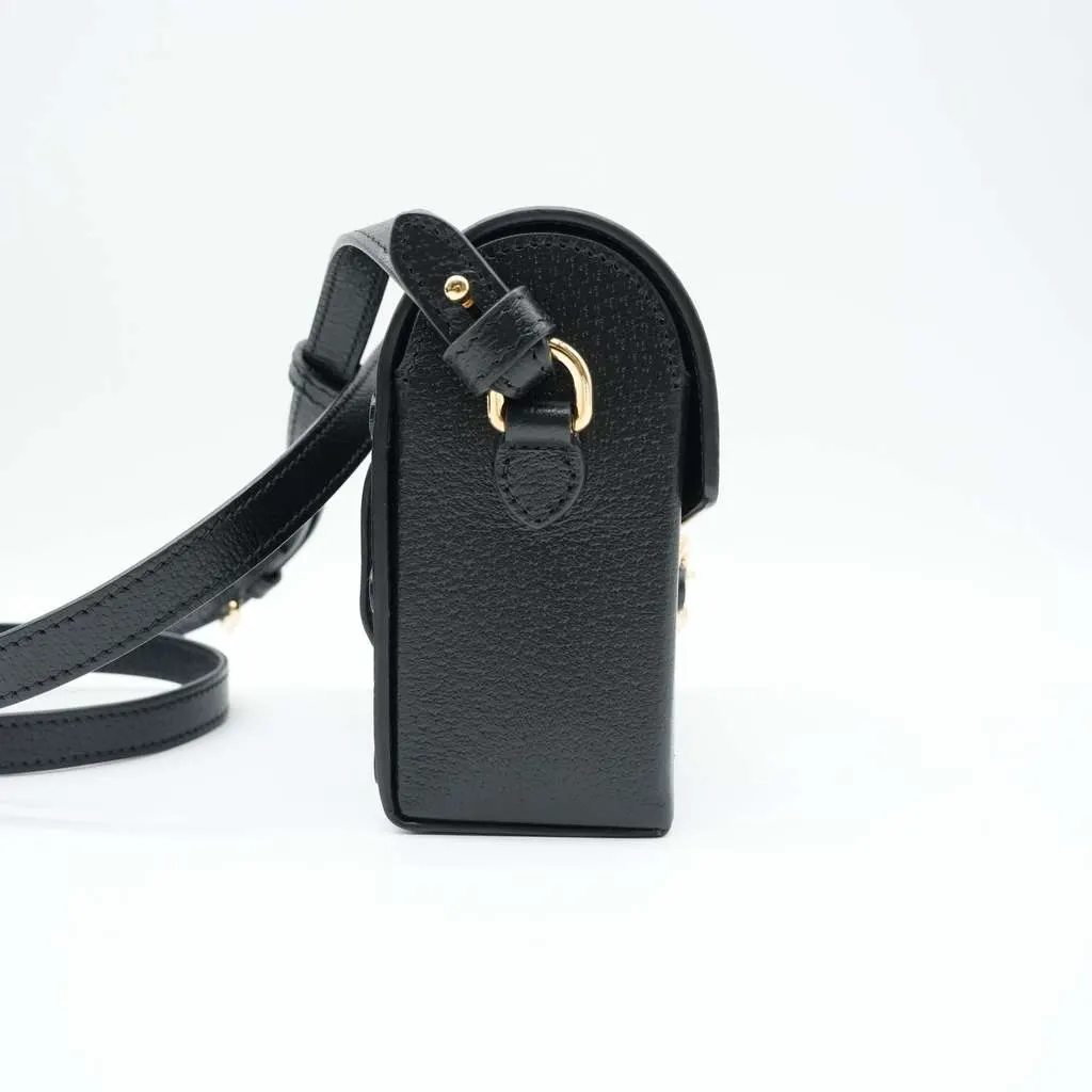 Gucci Horsebit 1995 Flap Shoulder Bag Black Black Leather Good - Inside View