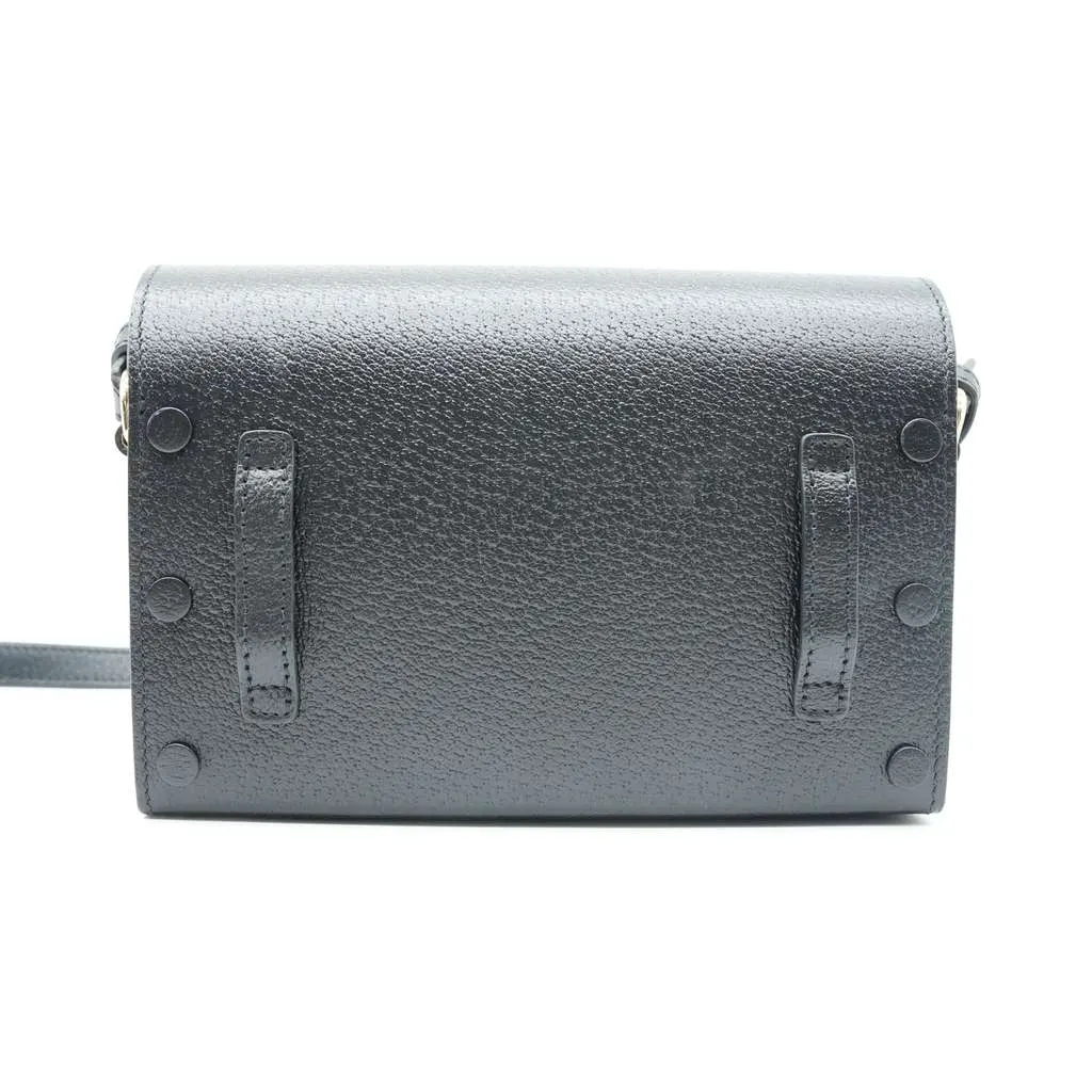 Gucci Horsebit 1995 Flap Shoulder Bag Black Black Leather Good - Model View