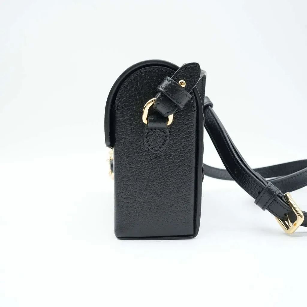 Gucci Horsebit 1995 Flap Shoulder Bag Black Black Leather Good - Box View