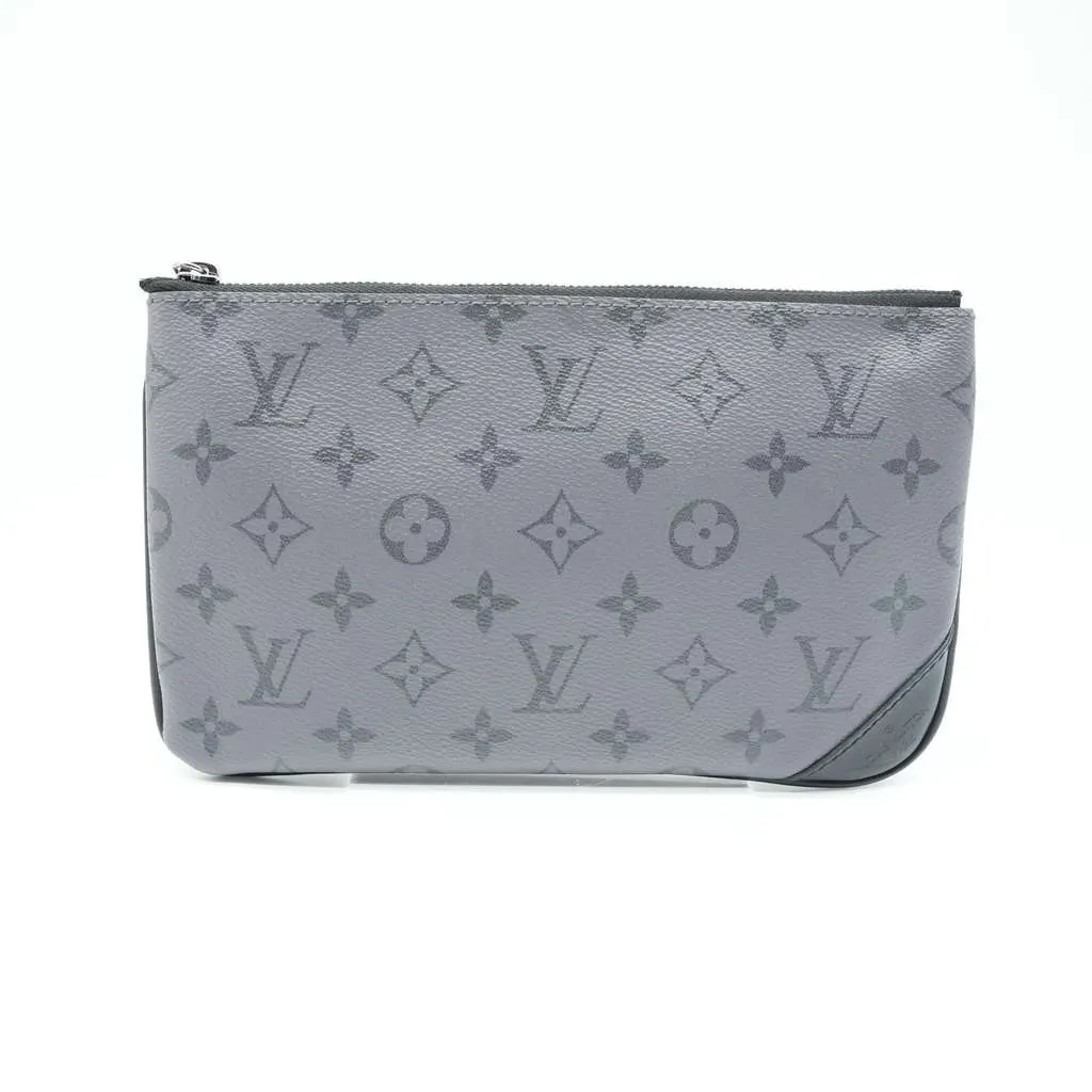 Louis Vuitton Trio Messenger Pouch Eclipse Canvas Grey Canvas Good - Front View