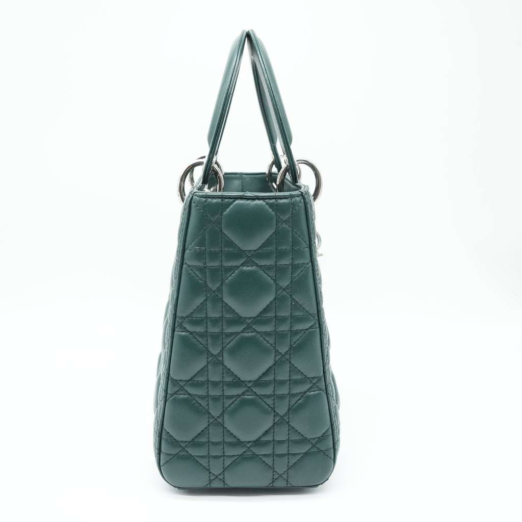 Dior Lady Dior Bag Medium Cannage Lambskin Leather Green - 5