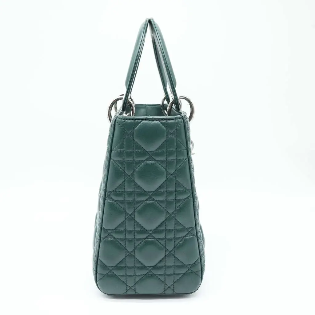 Dior Lady Dior Bag Medium Cannage Lambskin Leather Green Green Good - Box View