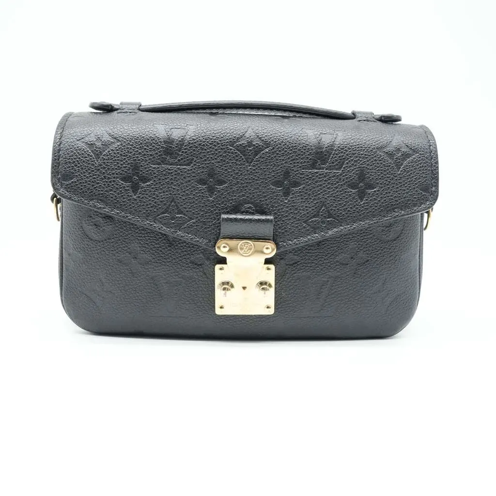 Louis Vuitton Pochette Metis East West Monogram Empreinte Black Bag M46595 Black Good - Front View