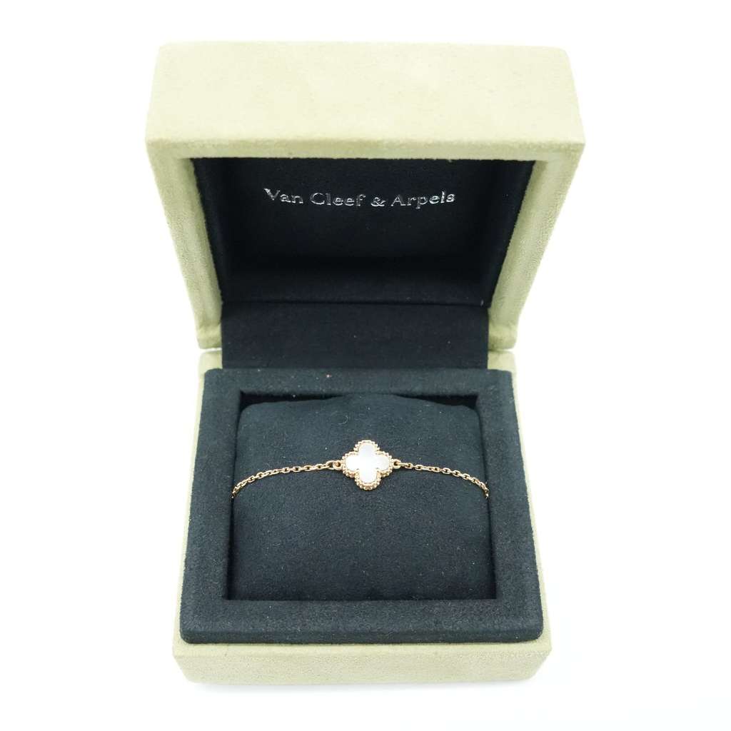 Van Cleef & Arpels Sweet Alhambra Bracelet 18K YG White Mother of Preal Motif JB900247 - 2