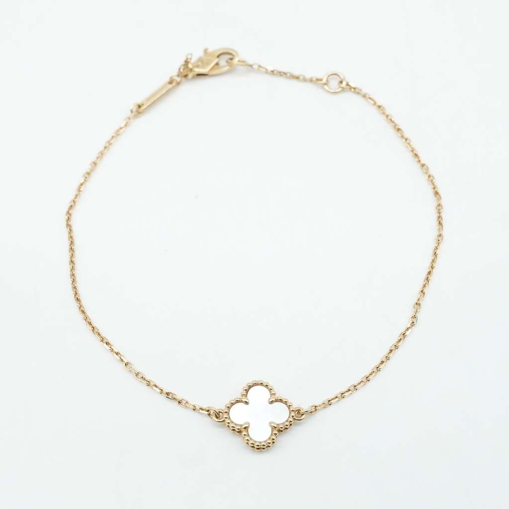 Van Cleef & Arpels Sweet Alhambra Bracelet 18K YG White Mother of Preal Motif JB900247 - 4