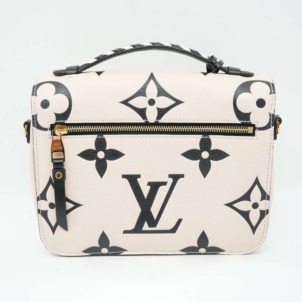 Louis Vuitton LV Crafty Monogram Empreinte Pochette Metis Handbag Black And Beige M45384 - 3