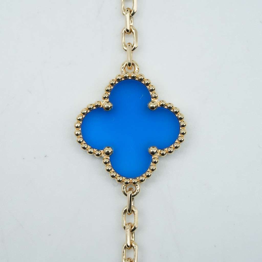 Van Cleef & Arpels Vintage Alhambra Bracelet 18K Yellow Gold Agate 5 Motifs JF950551 - 4