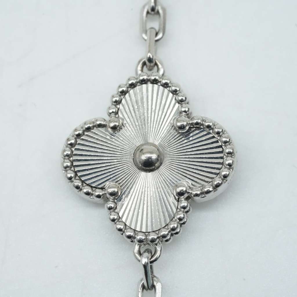 Van Cleef & Arpels Alhambra Bracelet 18k White Gold Guilloche 5 Motifs JD997842 - 5