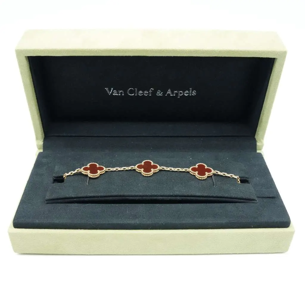 Van Cleef & Arpels Van Cleef & Arpels Vintage Alhambra 5P Carnelian Bracelet K18YG JF791029 Gold Gold Good - Front View