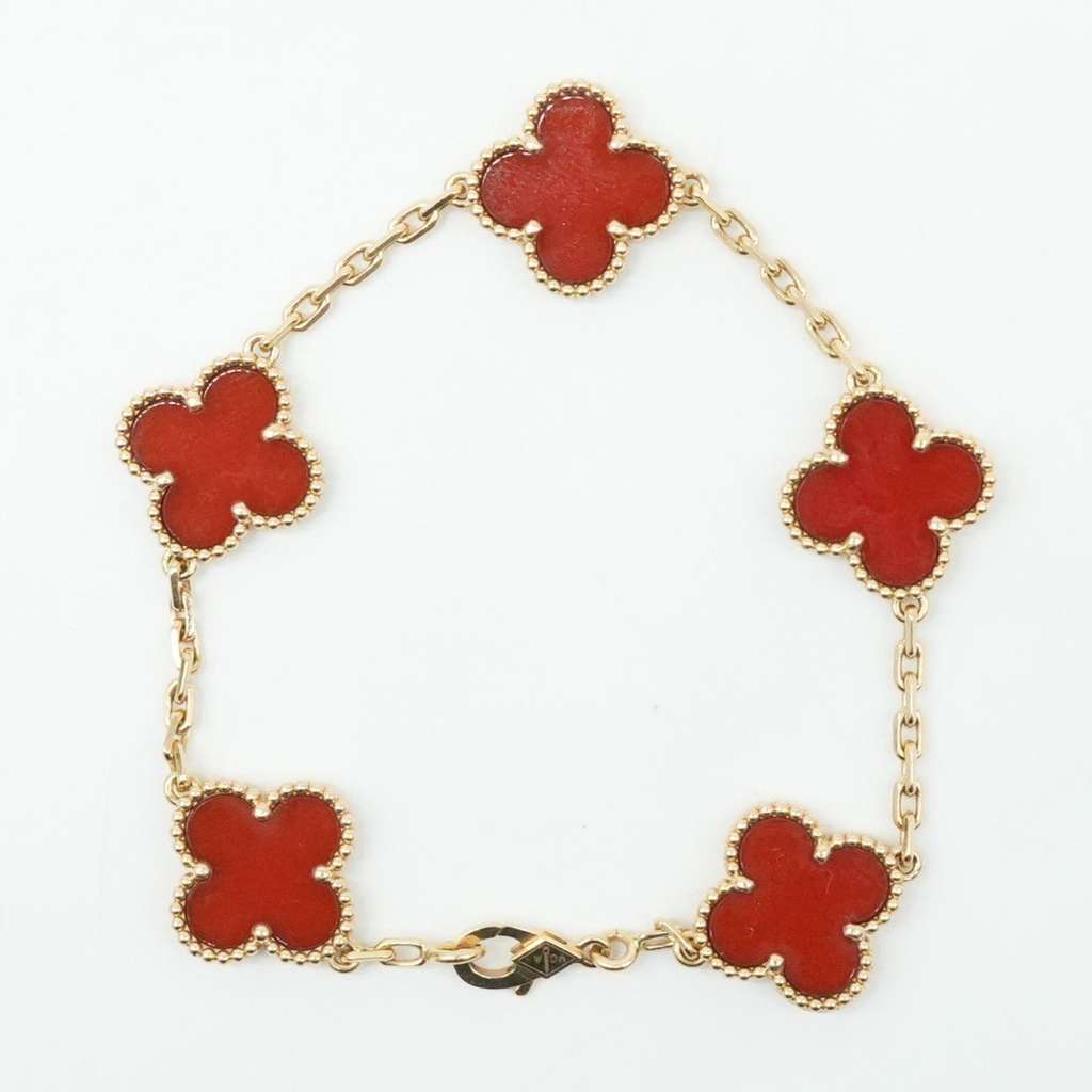 Van Cleef & Arpels Van Cleef & Arpels Vintage Alhambra 5P Carnelian Bracelet K18YG JF791029 - 2