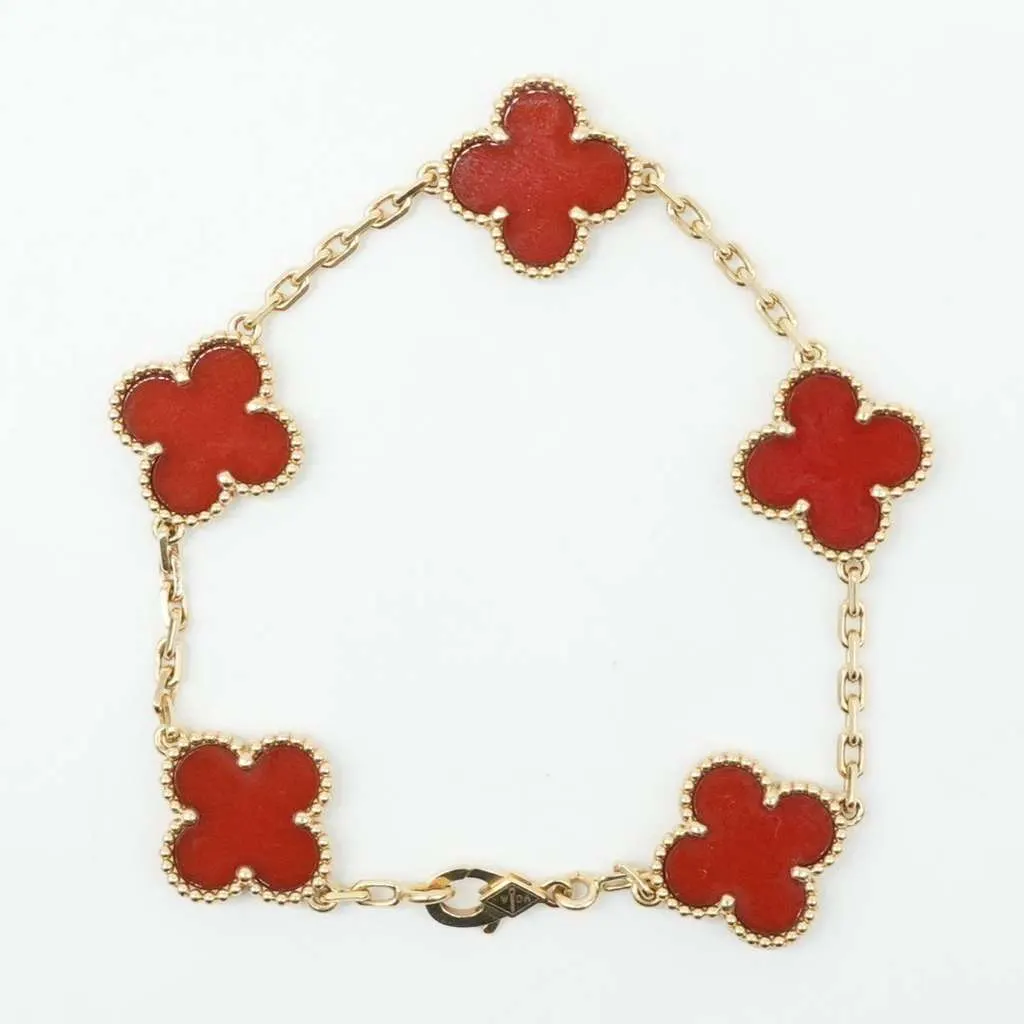 Van Cleef & Arpels Van Cleef & Arpels Vintage Alhambra 5P Carnelian Bracelet K18YG JF791029 Gold Gold Good - Back View