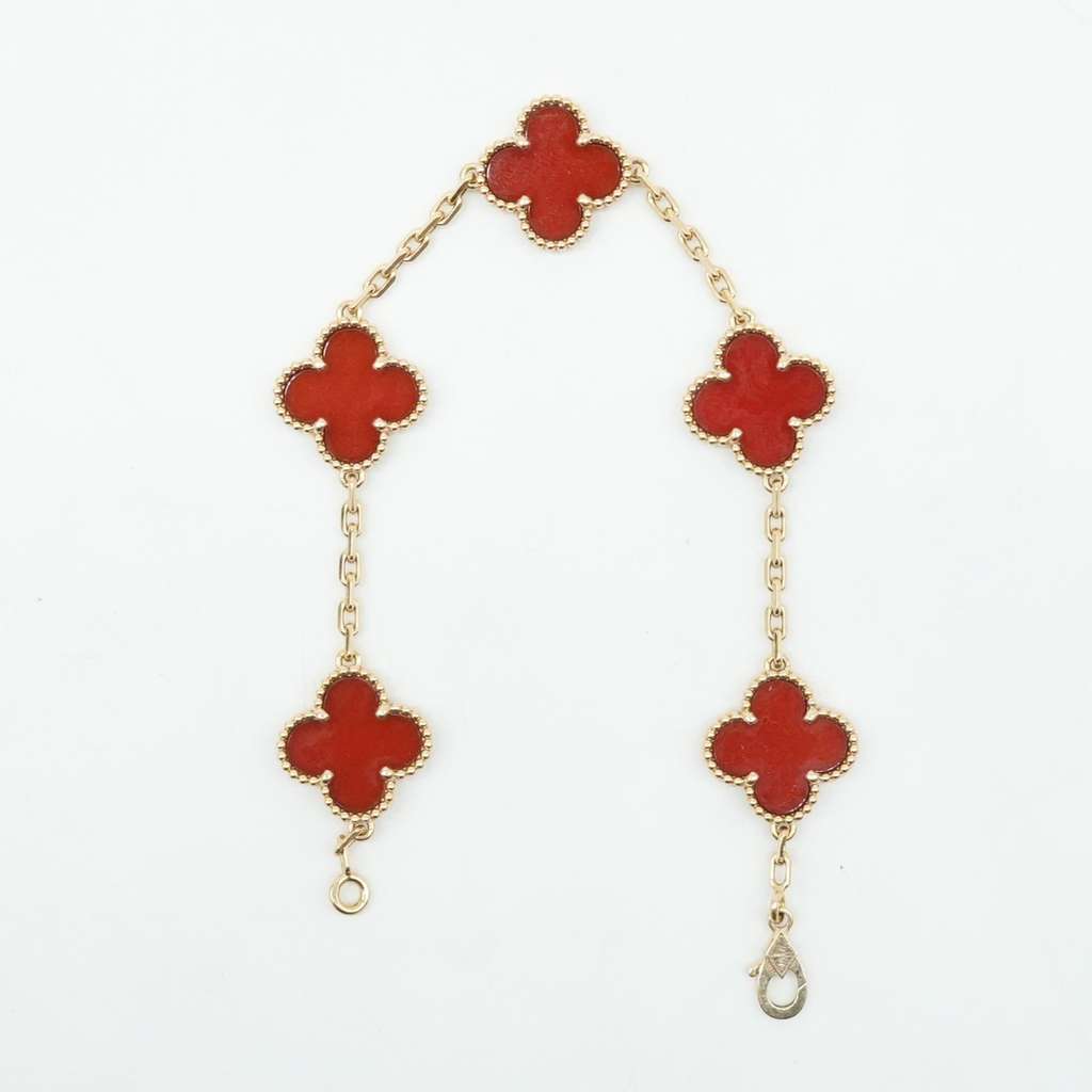 Van Cleef & Arpels Van Cleef & Arpels Vintage Alhambra 5P Carnelian Bracelet K18YG JF791029 - 3