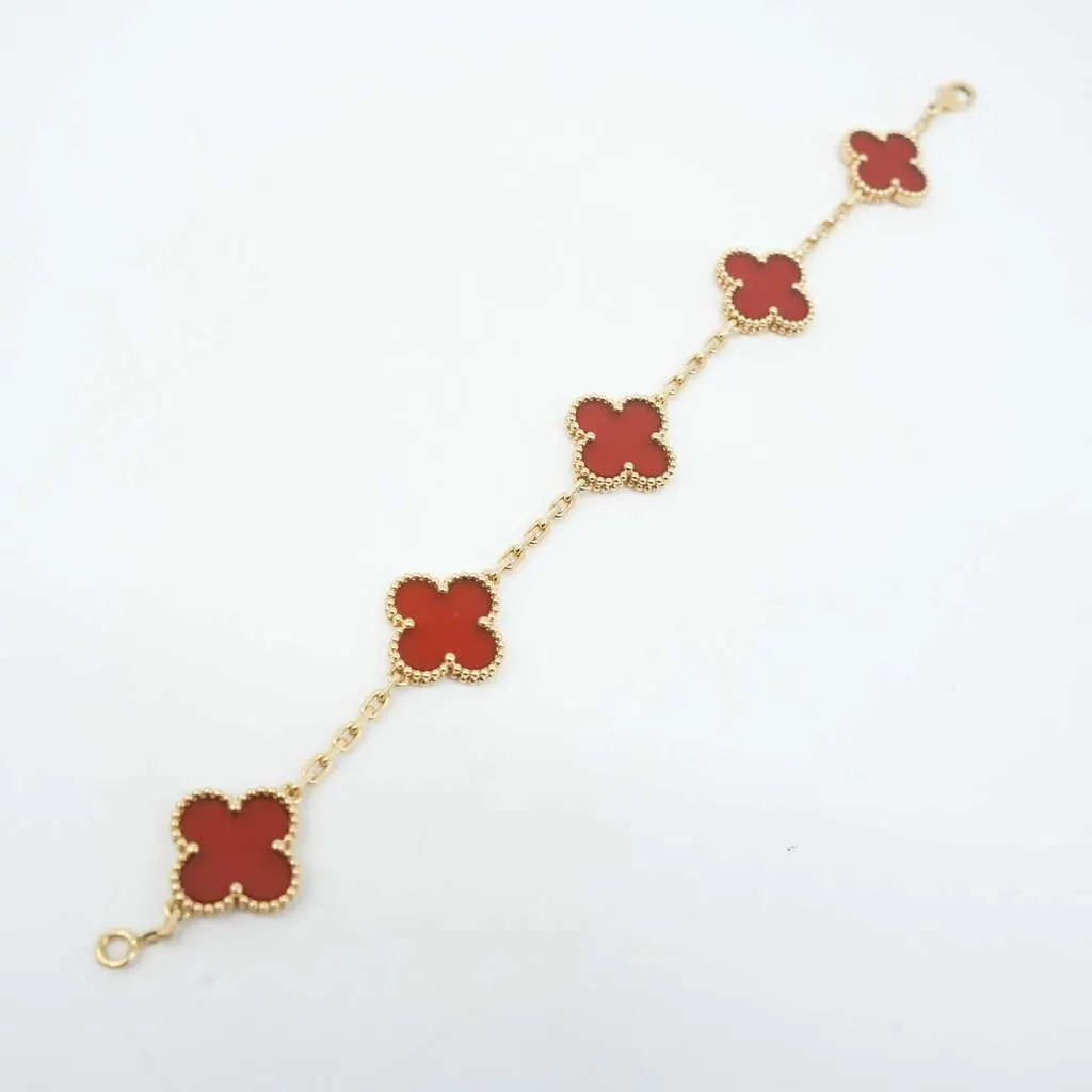 Van Cleef & Arpels Van Cleef & Arpels Vintage Alhambra 5P Carnelian Bracelet K18YG JF791029 Gold Gold Good - Model View