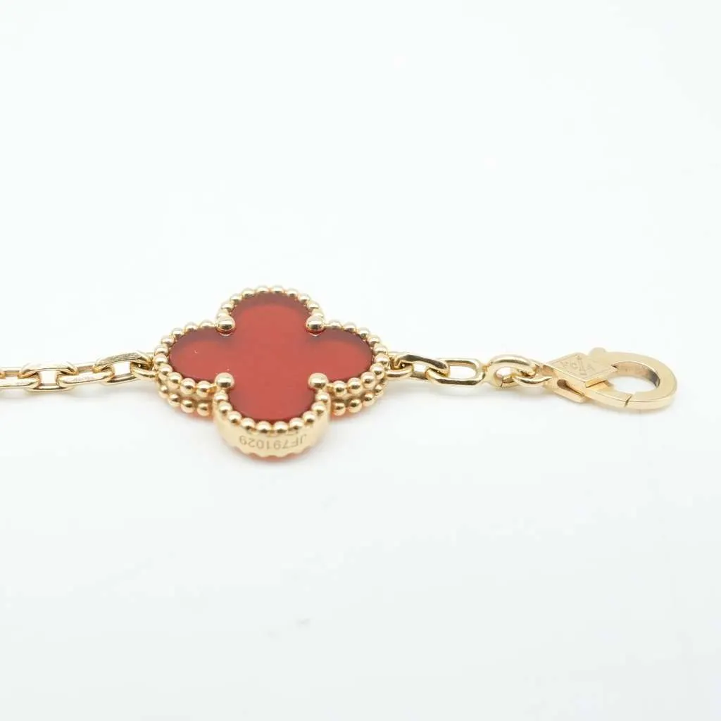 Van Cleef & Arpels Van Cleef & Arpels Vintage Alhambra 5P Carnelian Bracelet K18YG JF791029 Gold Gold Good - Box View