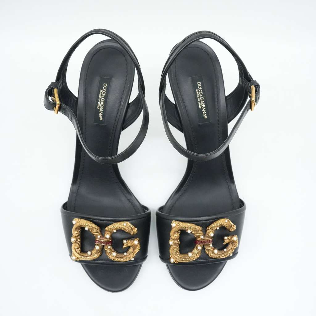 Dolce & Gabbana Sandals With D&G Amore Logo Calfskin Size 38 - 2